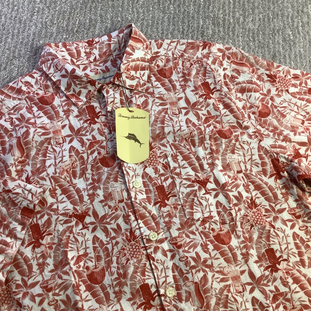 Tommy Bahama Mens Mango‎ Tango Tropical Cocktail Print Cotton Shirt Size M NWT